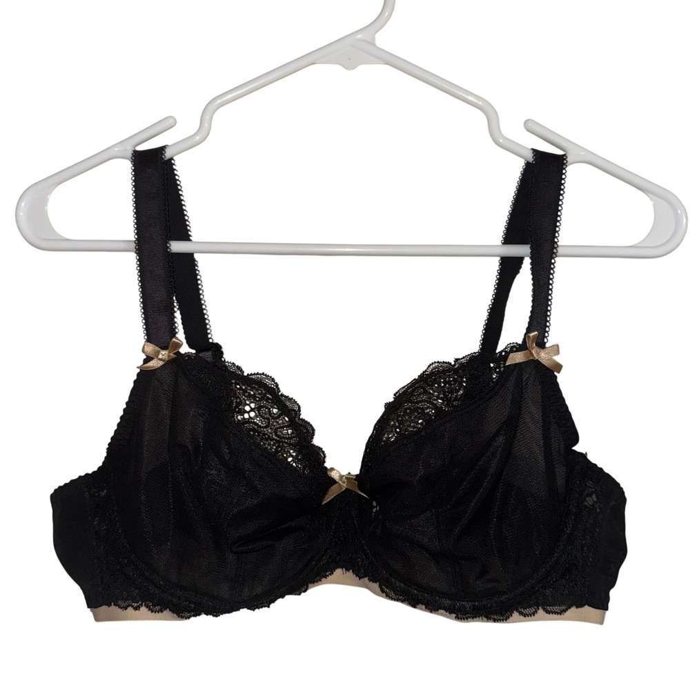 Curvy Kate Ellace Black Lace Balconette Bra US 38D / UK 36D Bow Underwire